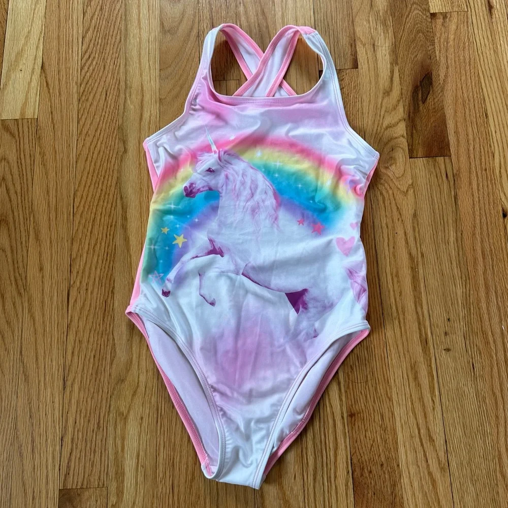 The Children’s Place One Piece Unicorn Swimsuit Sz L 10/12